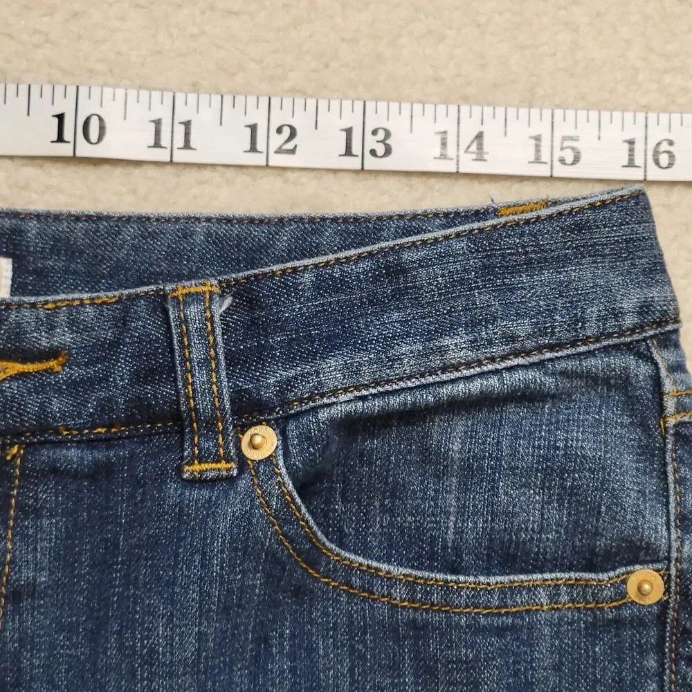 EUC Michael Kors Size 6 Low Rise 5 Pocket Straight Denim Jeans Studded MK Logo